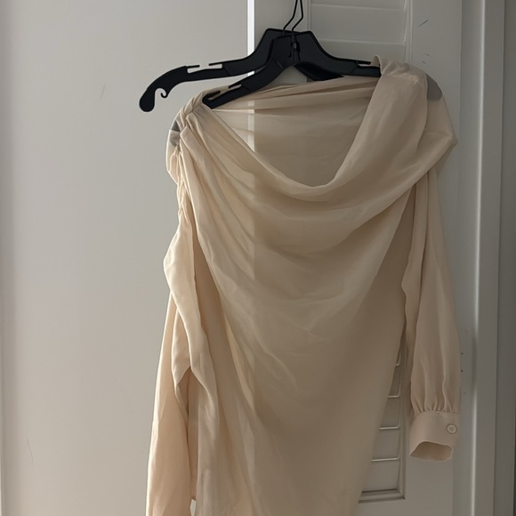 Chiffon Semi-sheer One Shoulder Asymmetrical Top xs NEW - Picture 8 of 8